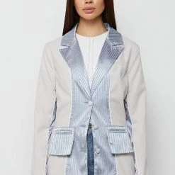 Woman Jackets Inside Out Blazer - Stone/Light Blue