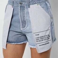 Woman Shorts Inside Out Denim Shorts - Mid Blue