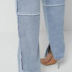 Woman Denim Inside Out Mom Jeans - Mid Blue