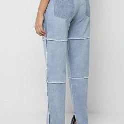 Woman Denim Inside Out Mom Jeans - Mid Blue