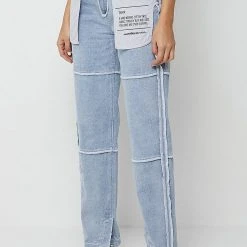 Woman Denim Inside Out Mom Jeans - Mid Blue