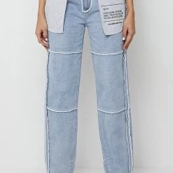 Woman Denim Inside Out Mom Jeans - Mid Blue