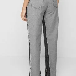 Woman Denim Distressed Mom Jeans - Washed Black