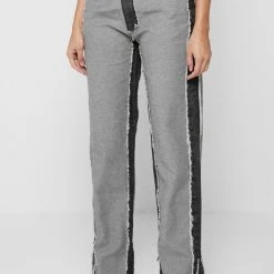 Woman Denim Distressed Mom Jeans - Washed Black