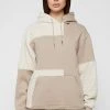 Woman Tracksuits Jersey & Borg Patchwork Hoodie - Beige/White
