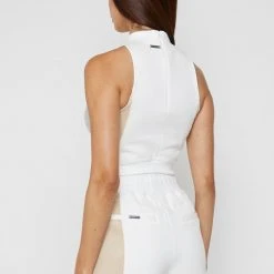 Woman Tops TOPS & T SHIRTS Jersey & Suede Crop Top - Beige/White