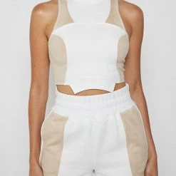 Woman Shorts Jersey & Suede Shorts - Beige/White