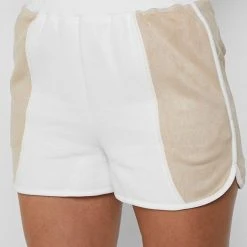 Woman Shorts Jersey & Suede Shorts - Beige/White