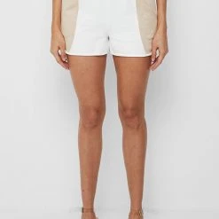 Woman Shorts Jersey & Suede Shorts - Beige/White