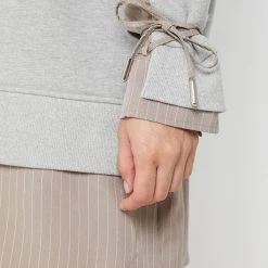 Woman Dresses Jumper Dress With Pinstripe Shirt - Grey