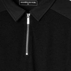 Man Tops POLO TOPS Knit & Mercerised Cotton Polo Top - Black