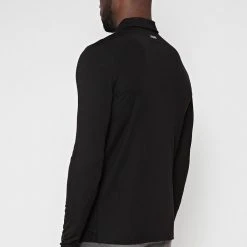 Man Tops POLO TOPS Knit & Mercerised Cotton Polo Top - Black
