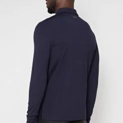 Man Tops POLO TOPS Knit & Mercerised Cotton Polo Top - Navy