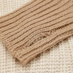 Woman Tops Knitted Asymmetric Cropped Jumper - Beige TOPS & T SHIRTS