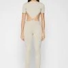 Woman Jumpsuits JUMPSUITS & PLAYSUITS Knitted Backless Jumpsuit - Beige