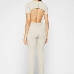 Woman Jumpsuits JUMPSUITS & PLAYSUITS Knitted Backless Jumpsuit - Beige