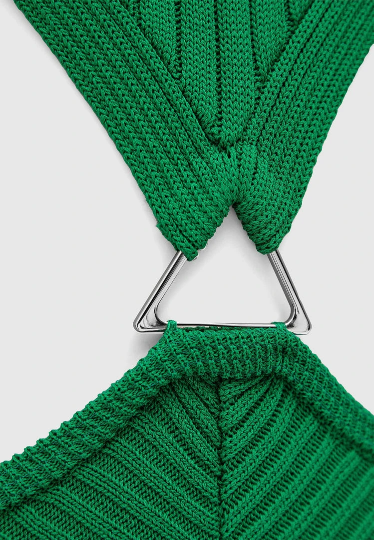 Woman Jumpsuits Knitted Backless Jumpsuit - Green