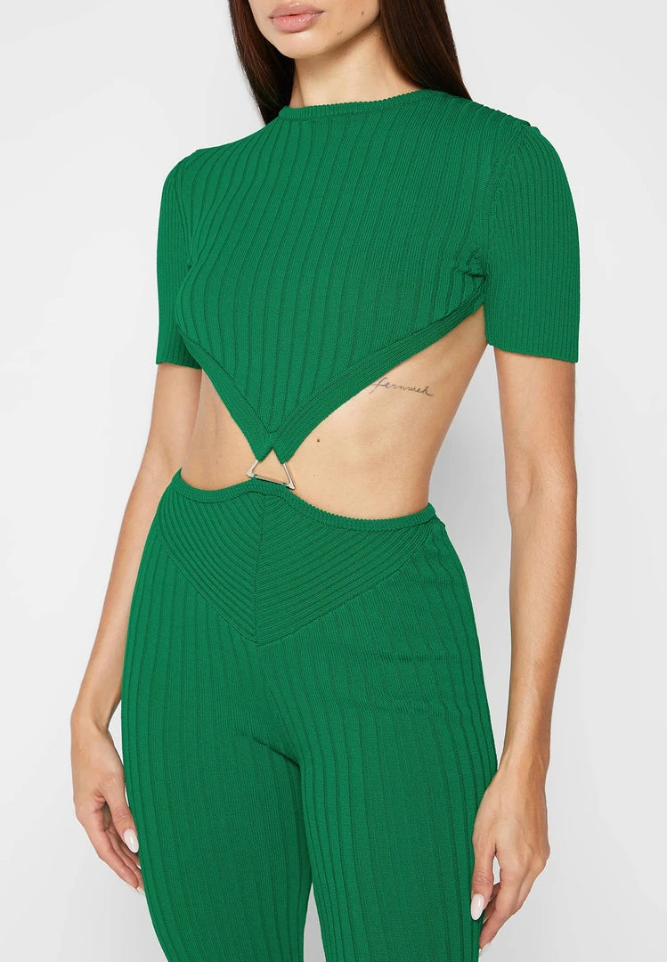 Woman Jumpsuits Knitted Backless Jumpsuit - Green