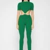Woman Jumpsuits Knitted Backless Jumpsuit - Green