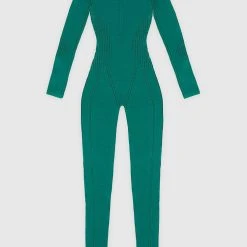 Woman Jumpsuits Knitted Contour Jumpsuit - Forest Green