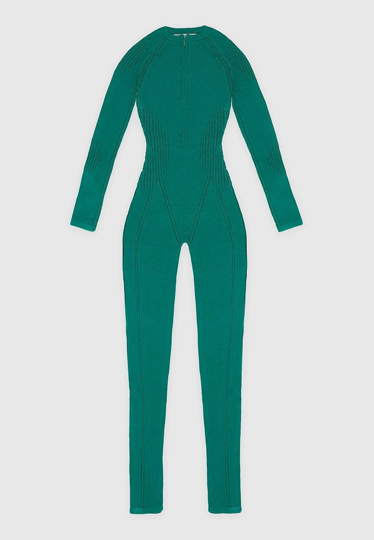 Woman Jumpsuits Knitted Contour Jumpsuit - Forest Green