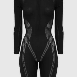 Woman Jumpsuits Knitted Contour Playsuit - Black JUMPSUITS & PLAYSUITS