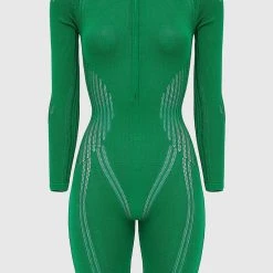 Woman Jumpsuits Knitted Contour Playsuit - Green