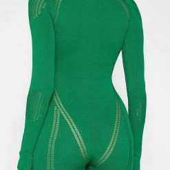 Woman Jumpsuits Knitted Contour Playsuit - Green