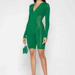 Woman Jumpsuits Knitted Contour Playsuit - Green