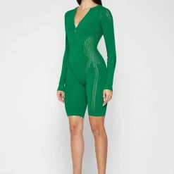 Woman Jumpsuits Knitted Contour Playsuit - Green
