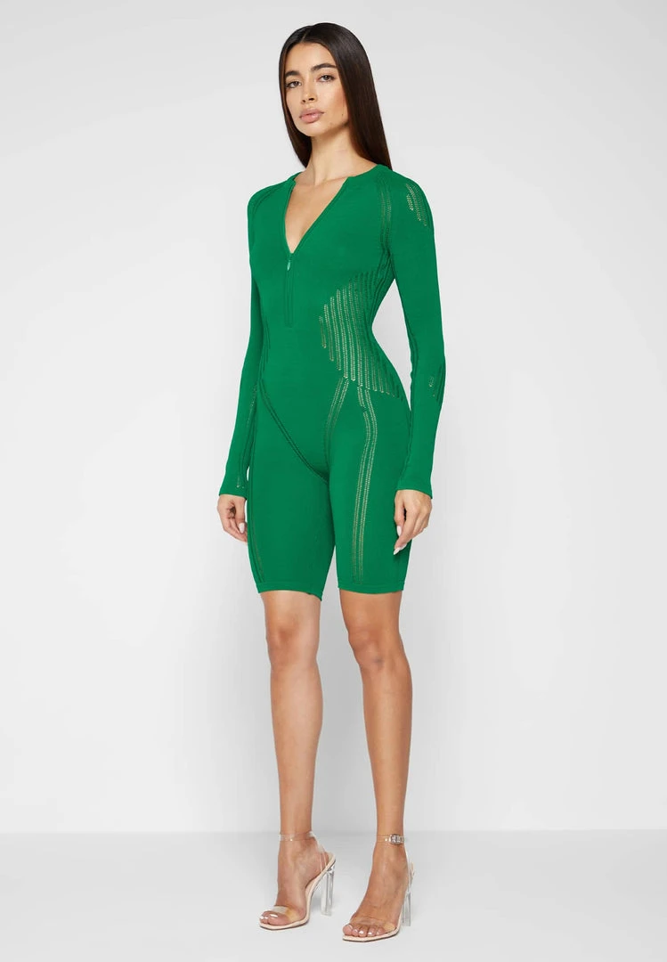 Woman Jumpsuits Knitted Contour Playsuit - Green
