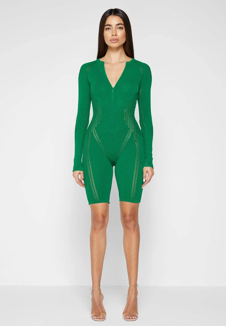 Woman Jumpsuits Knitted Contour Playsuit - Green