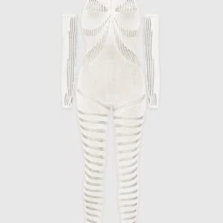 Woman Jumpsuits Knitted Contour Jumpsuit With Sleeves - Cream