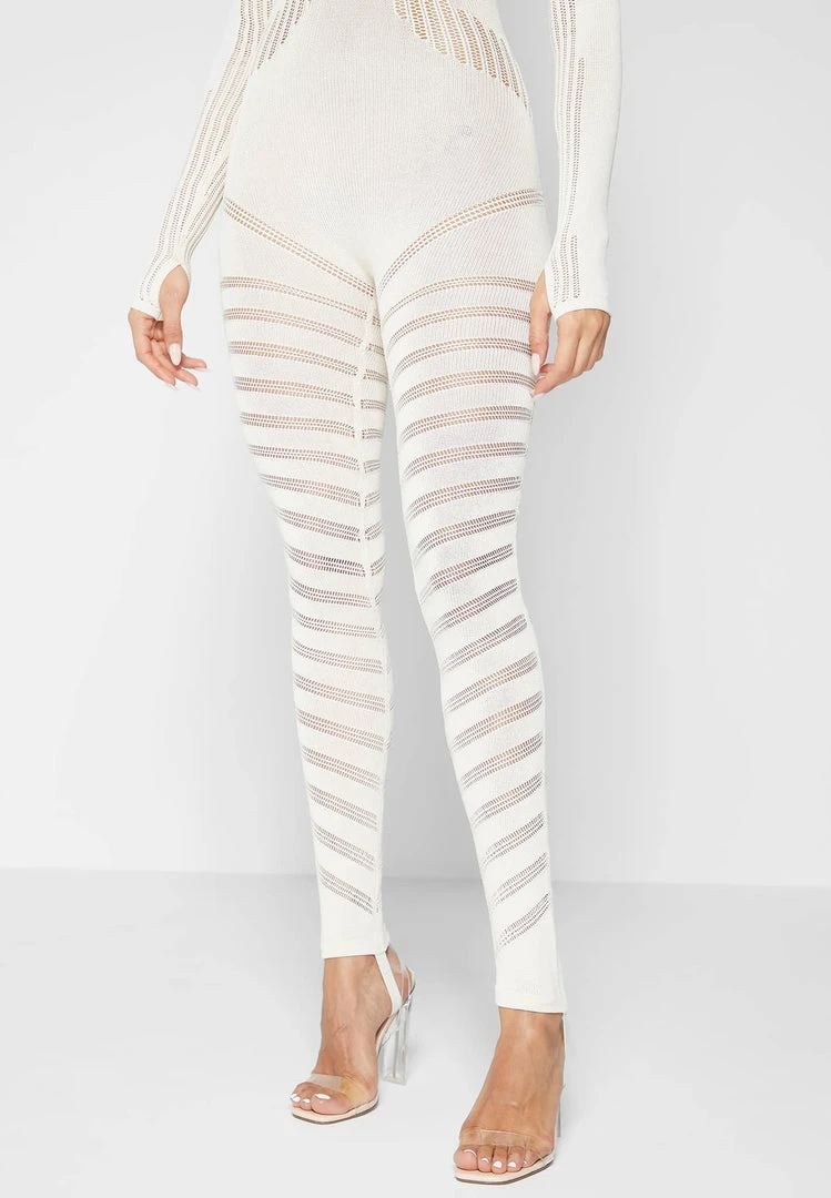 Woman Jumpsuits Knitted Contour Jumpsuit With Sleeves - Cream