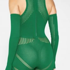 Woman Jumpsuits Knitted Contour Jumpsuit With Sleeves - Green JUMPSUITS & PLAYSUITS