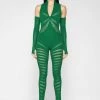 Woman Jumpsuits Knitted Contour Jumpsuit With Sleeves - Green JUMPSUITS & PLAYSUITS