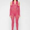 Woman Jumpsuits Knitted Contour Jumpsuit With Sleeves - Pink