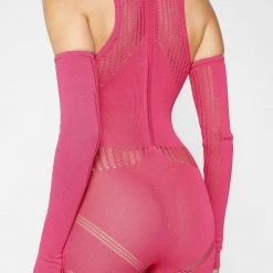 Woman Jumpsuits Knitted Contour Jumpsuit With Sleeves - Pink