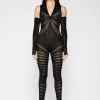 Woman Jumpsuits Knitted Contour Jumpsuit With Sleeves - Black JUMPSUITS & PLAYSUITS