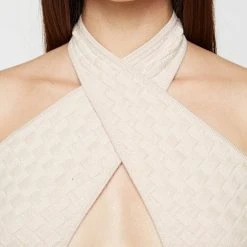 Woman Tops TOPS & T SHIRTS Knitted Crossover Top - Beige