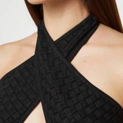 Woman Tops TOPS & T SHIRTS Knitted Crossover Top - Black