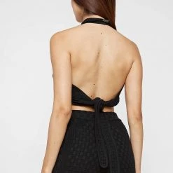 Woman Tops TOPS & T SHIRTS Knitted Crossover Top - Black