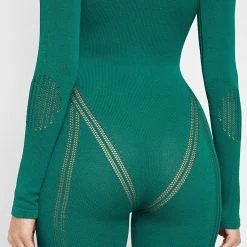 Woman Jumpsuits Knitted Contour Jumpsuit - Forest Green