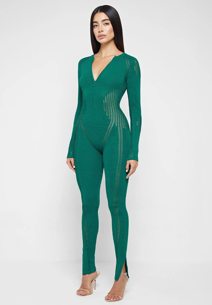 Woman Jumpsuits Knitted Contour Jumpsuit - Forest Green