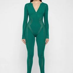 Woman Jumpsuits Knitted Contour Jumpsuit - Forest Green
