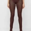 Woman Leggings Knitted High Waisted Leggings - Brown