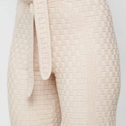 Woman Trousers Knitted High Waisted Trousers - Beige