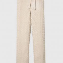 Woman Trousers Knitted High Waisted Trousers - Beige