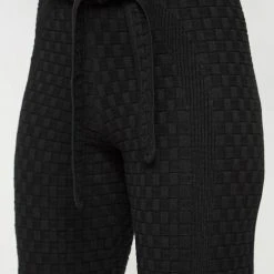 Woman Trousers Knitted High Waisted Trousers - Black