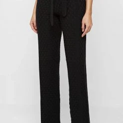 Woman Trousers Knitted High Waisted Trousers - Black